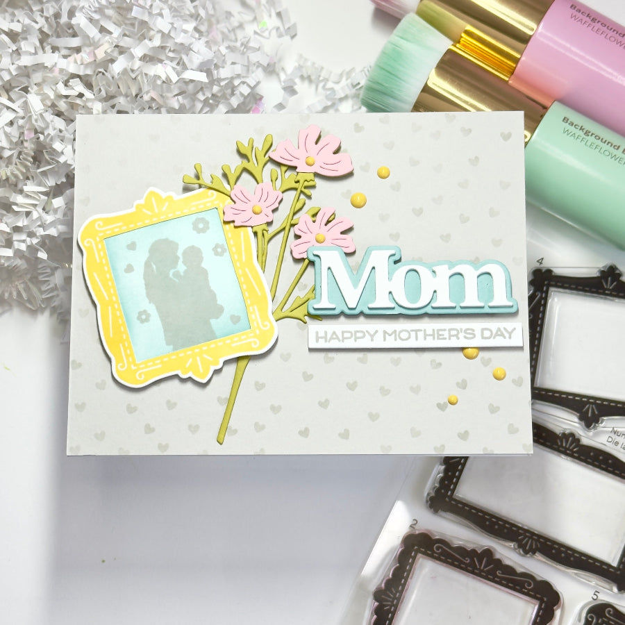Waffle Flower Postage Collage Mom Silhouettes Clear Stamps 422455 happy mother's day