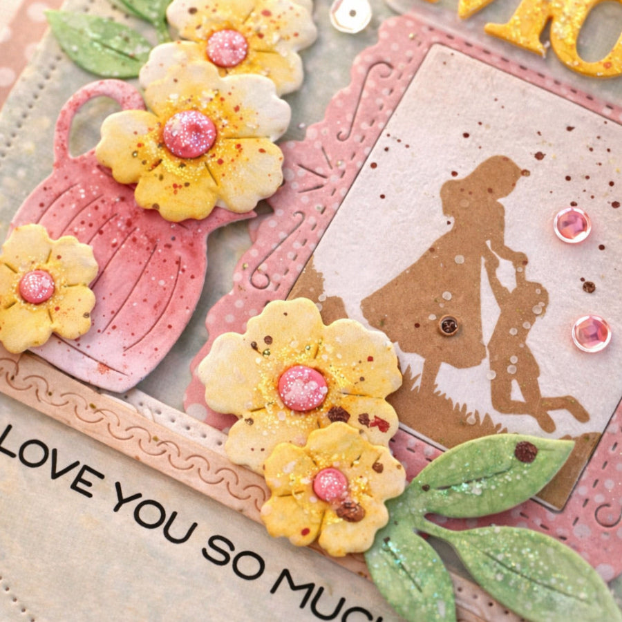 Waffle Flower Postage Collage Mom Silhouettes Clear Stamps 422455 love you