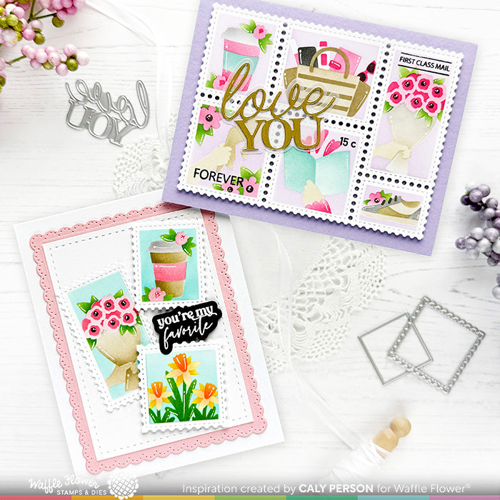 Waffle Flower Postage Collage Mom Stencils 422443 coffee cup | color-code:ALT01