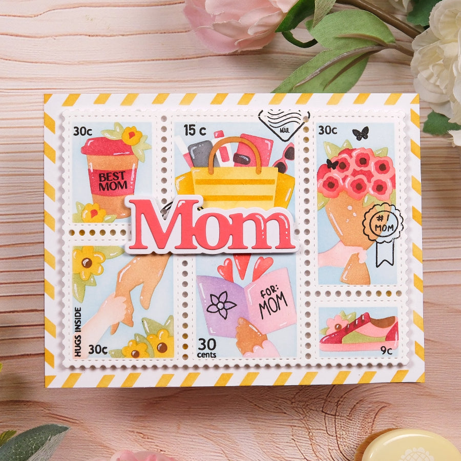 Waffle Flower Postage Collage Mom Stencils 422443 flowers 