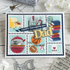 Waffle Flower Postage Collage Mom and Dad Details Clear Stamp and Die Set happy father's day