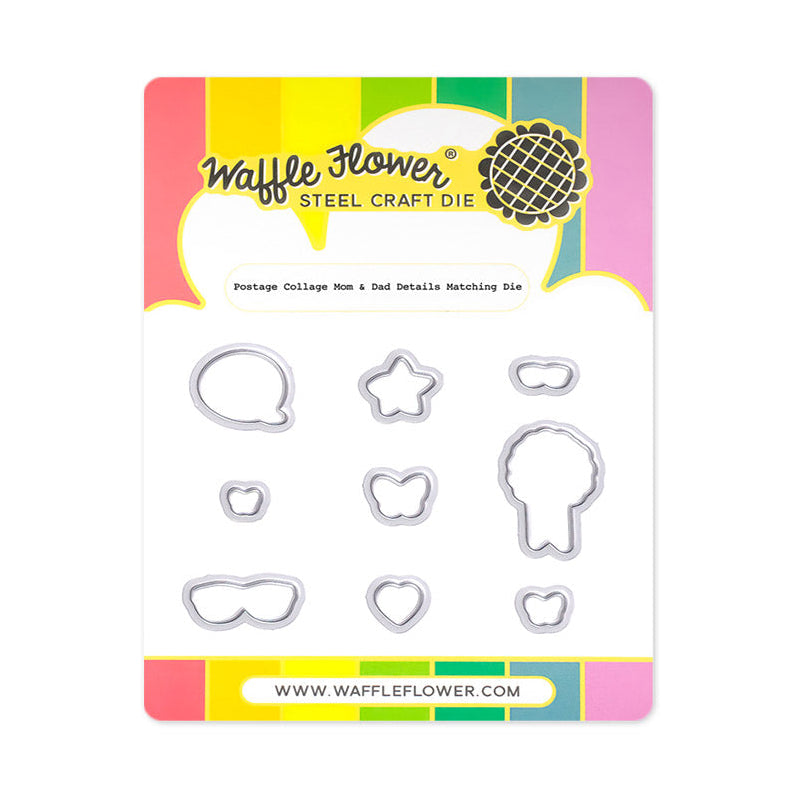 Waffle Flower Postage Collage Mom and Dad Details Clear Stamp and Die Set image 2