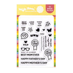 Waffle Flower Postage Collage Mom and Dad Details Clear Stamps 422451