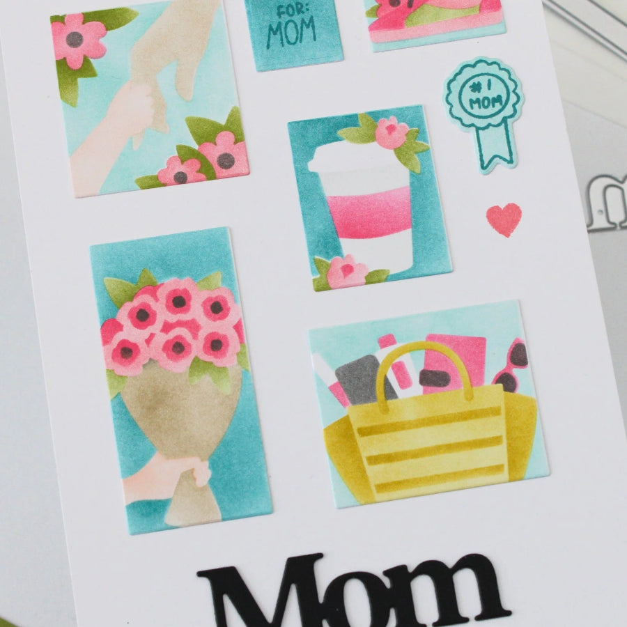 Waffle Flower Postage Collage Mom and Dad Details Clear Stamps 422451 flowers