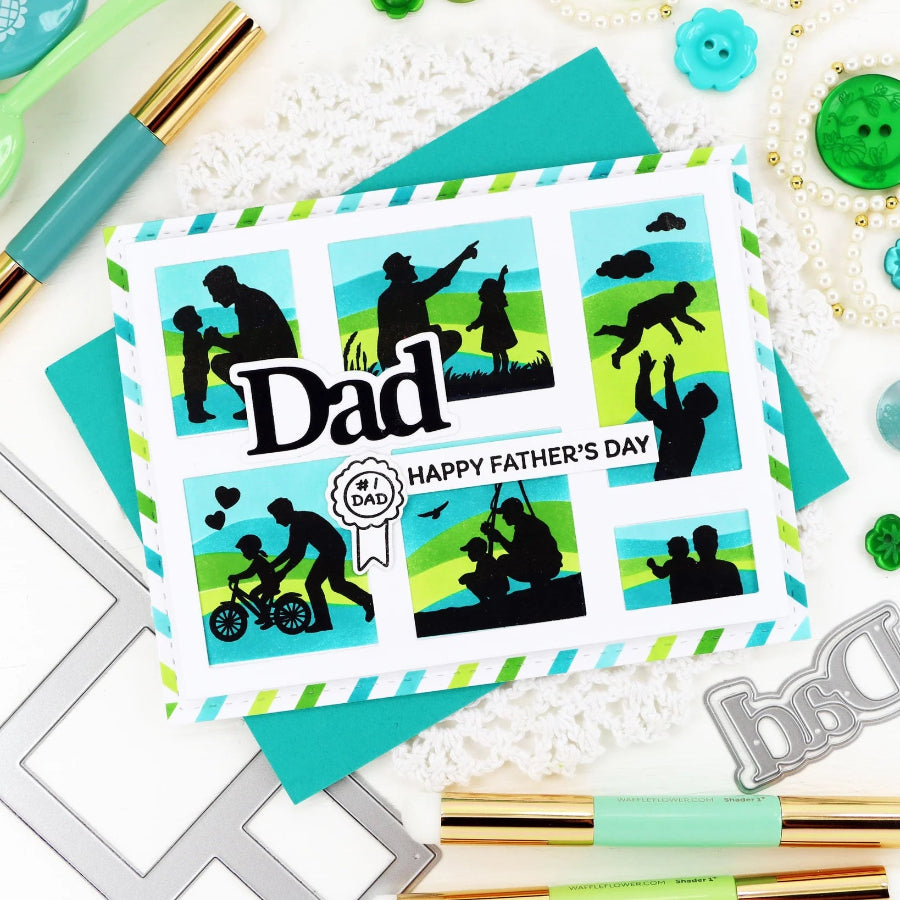 Waffle Flower Postage Collage Mom and Dad Details Matching Dies 422452 happy father's day