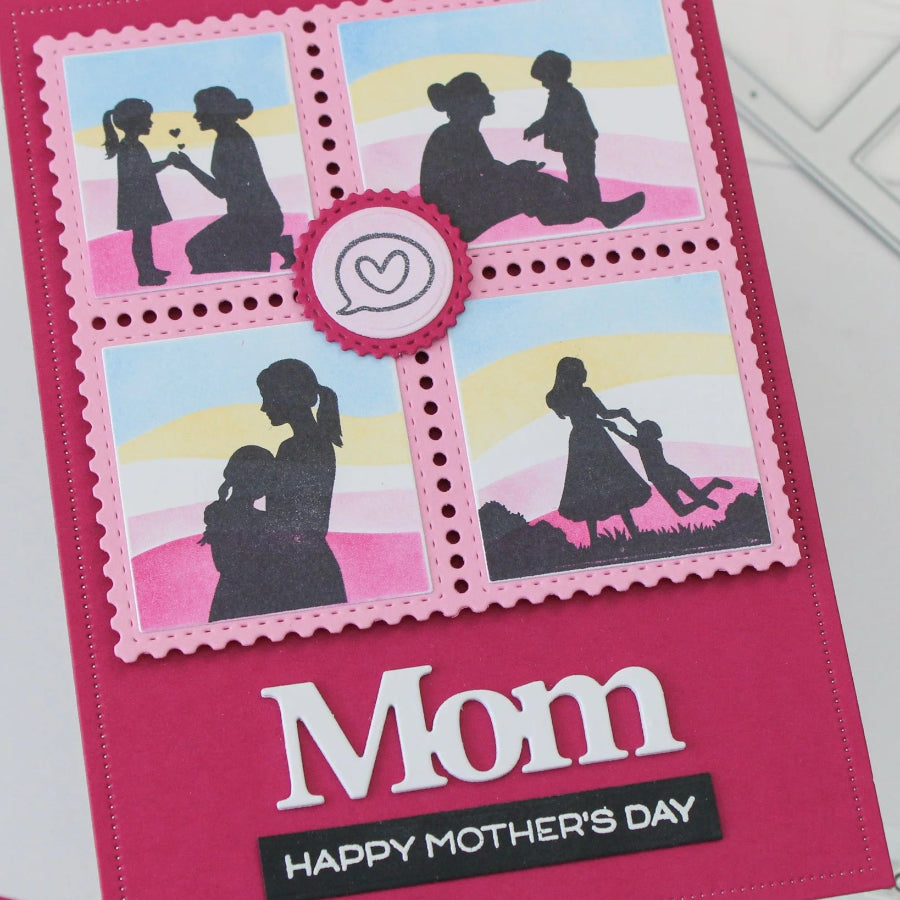 Waffle Flower Postage Collage Mom and Dad Details Matching Dies 422452 happy mother's day