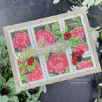 Waffle Flower Postage Collage Peony Stencils 422327 with love | color-code:ALT01