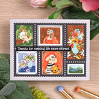 Waffle Flower Postage Collage Picture Perfect Detail Clear Stamp and Stencil Set thank you