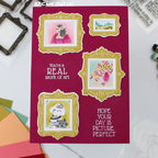 Waffle Flower Postage Collage Picture Perfect Detail Clear Stamps 422404 gold frames