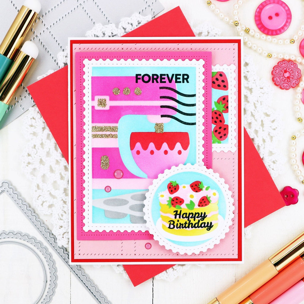 Waffle Flower Postage Collage Piped Letters Clear Stamps 422391 mixer
