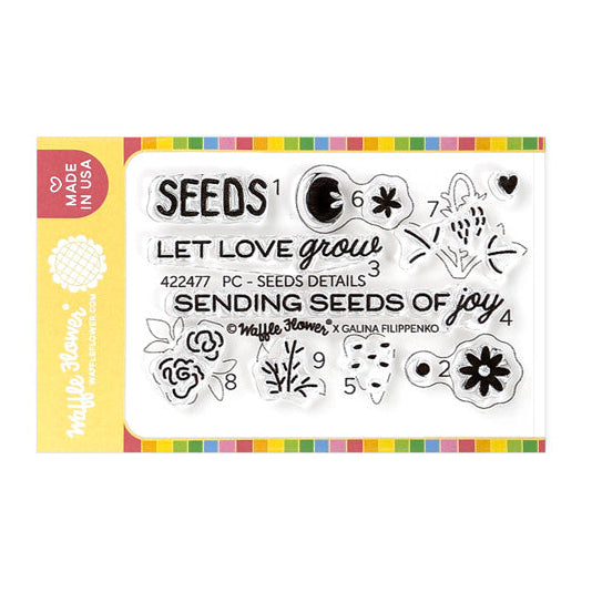 Waffle Flower Postage Collage Seeds Details Clear Stamp and Die Set image 1