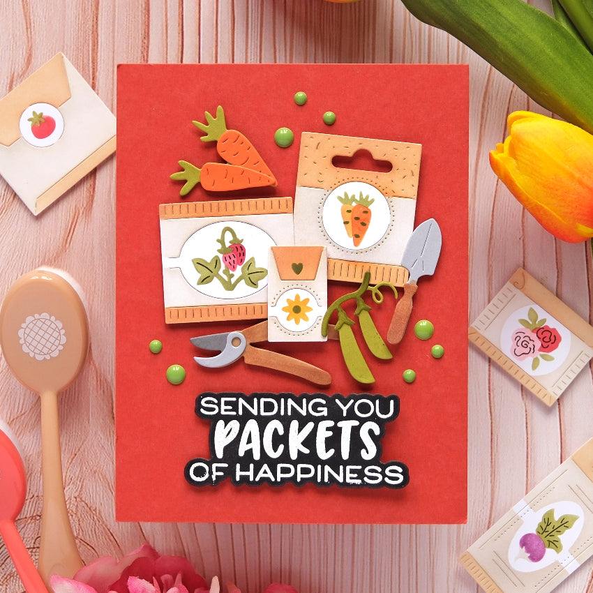 Waffle Flower Postage Collage Seeds Details Die and Stencil Set garden tools