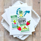 Waffle Flower Postage Collage Seeds Details Die and Stencil Set strawberries