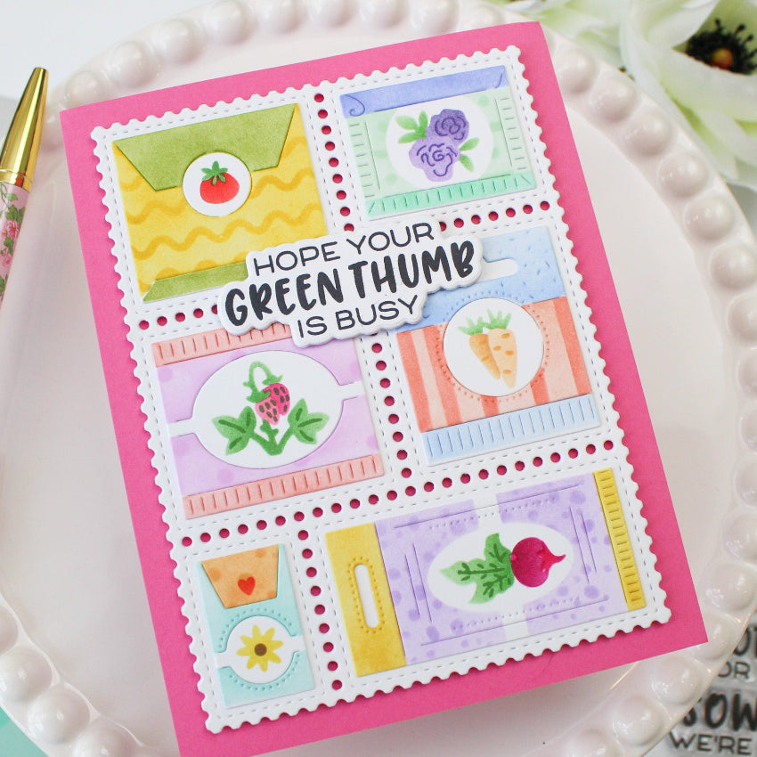 Waffle Flower Postage Collage Seeds Details Matching Dies 422478 vegetables and flowers