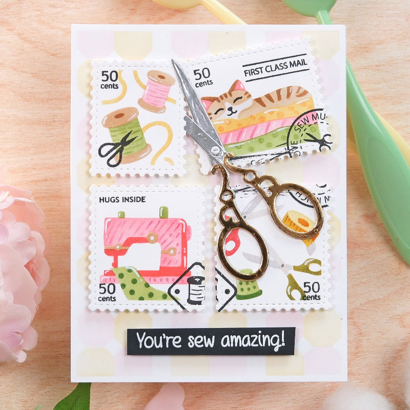 Waffle Flower Postage Collage Sew Fun Clear Stamps 422032 amazing