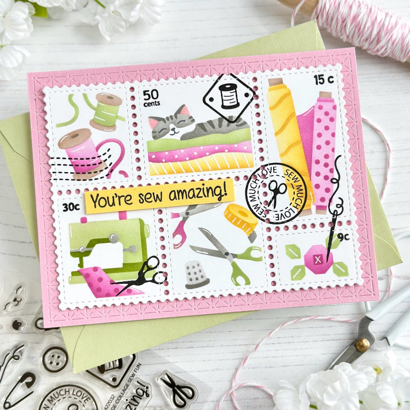 Waffle Flower Postage Collage Sew Fun Stencils 422031 amazing