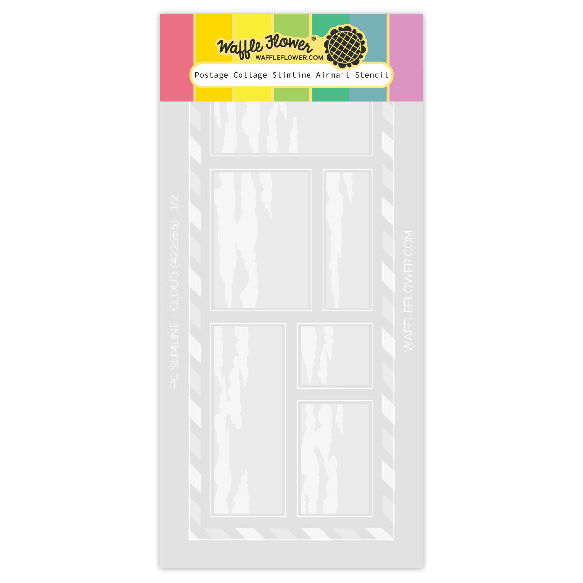Waffle Flower Postage Collage Slimline Airmail Stencils 422565
