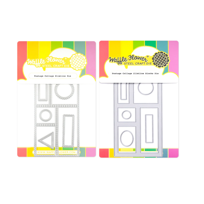Waffle Flower Postage Collage Slimline Die and Slimline Blocks Die Set