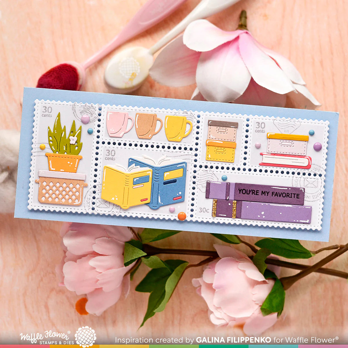 Waffle Flower Postage Collage Slimline Die and Slimline Blocks Die Set books