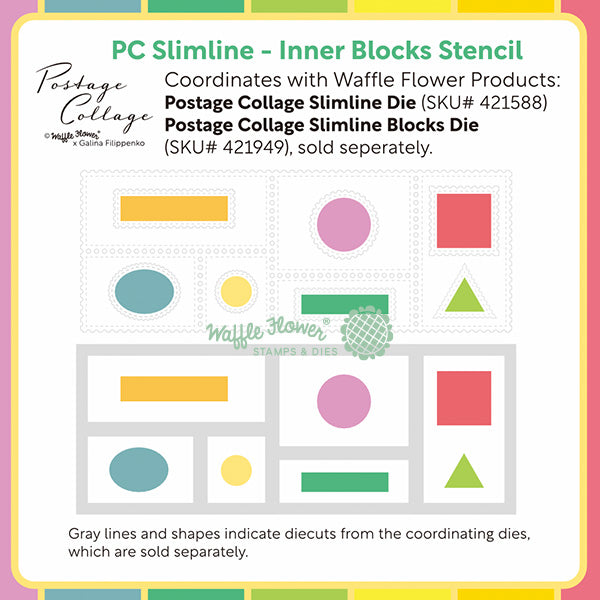 Waffle Flower Postage Collage Slimline Inner Blocks Stencils 422436 image 1