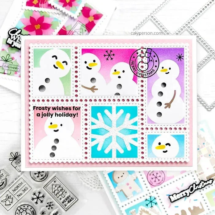 Waffle Flower Postage Collage Snowman Stencils 421766 holiday | color-code:ALT04