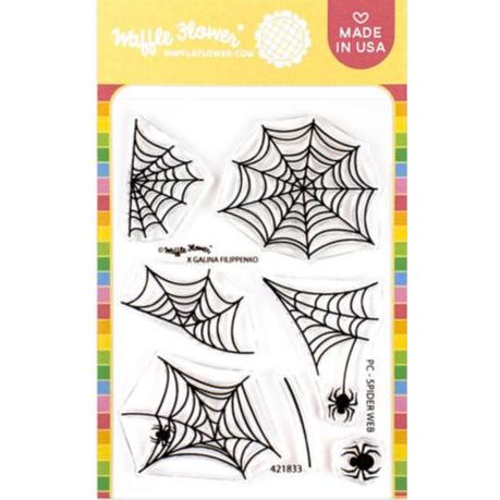 Waffle Flower Postage Collage Spider Web Clear Stamps 421833