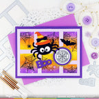 Waffle Flower Postage Collage Spider Web Clear Stamps 421833 boo