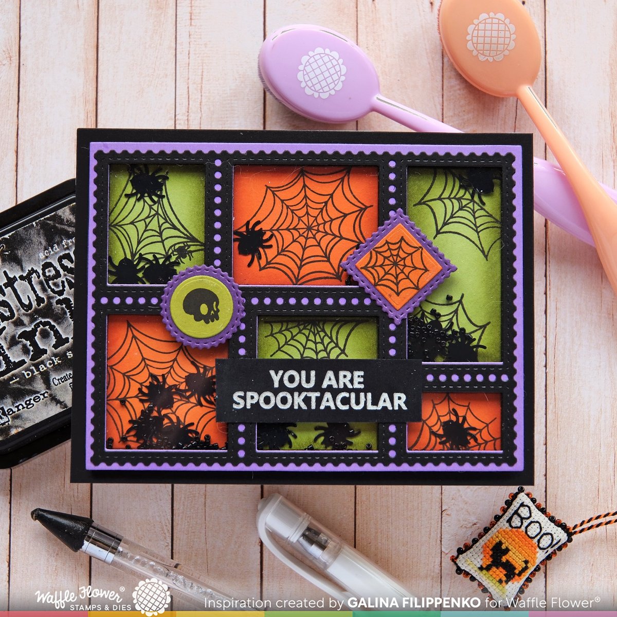 Waffle Flower Postage Collage Spider Web Clear Stamps 421833 cobwebs