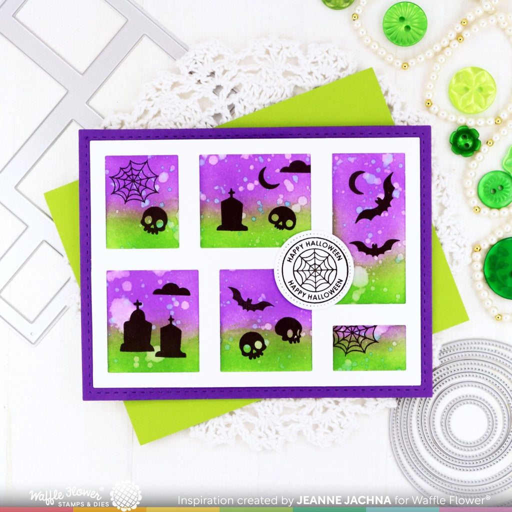 Waffle Flower Postage Collage Spooktacular Clear Stamps 421831 spooky