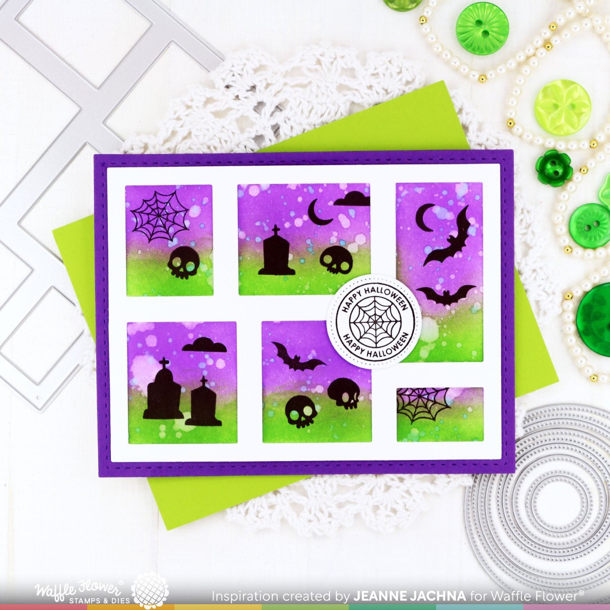 Waffle Flower Postage Collage Spooktacular Clear Stamps 421831 spooky