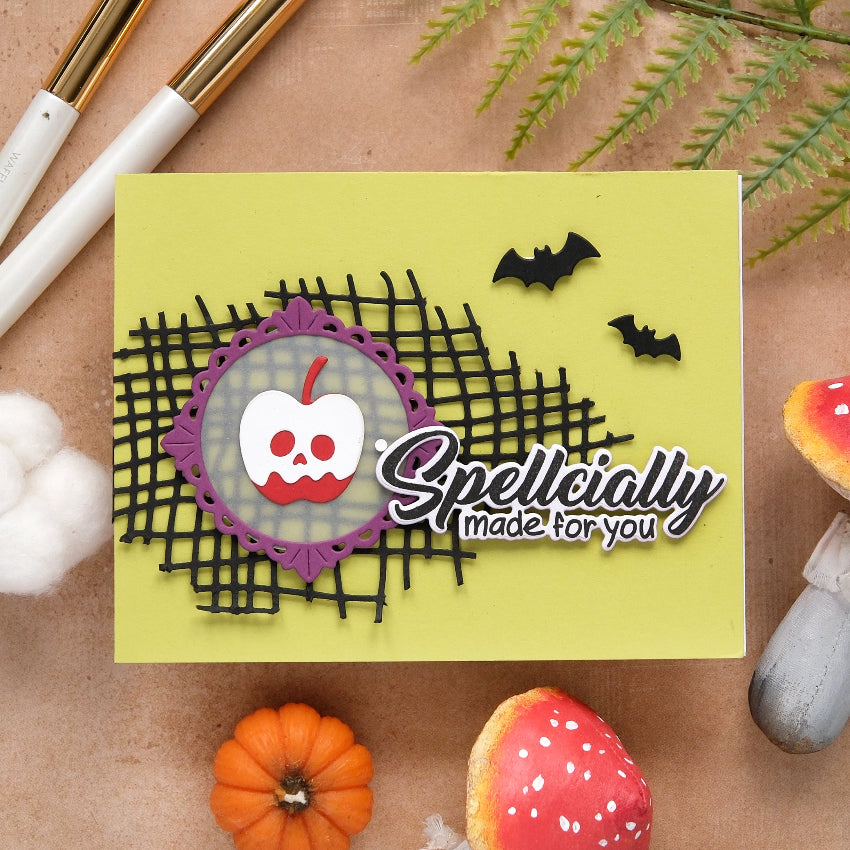 Waffle Flower Postage Collage Spooktacular Icons Dies 422480 made for you card