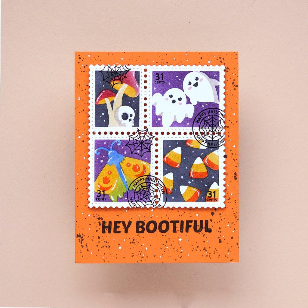 Waffle Flower Postage Collage Spooktacular Stencils 421832 candy corn