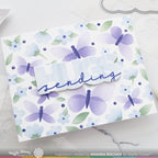 Waffle Flower Postage Collage Spring Breeze Stencil 421943 butterflies