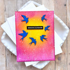 Waffle Flower Postage Collage Swallow Silhouettes Dies 422432 sending sunshine card