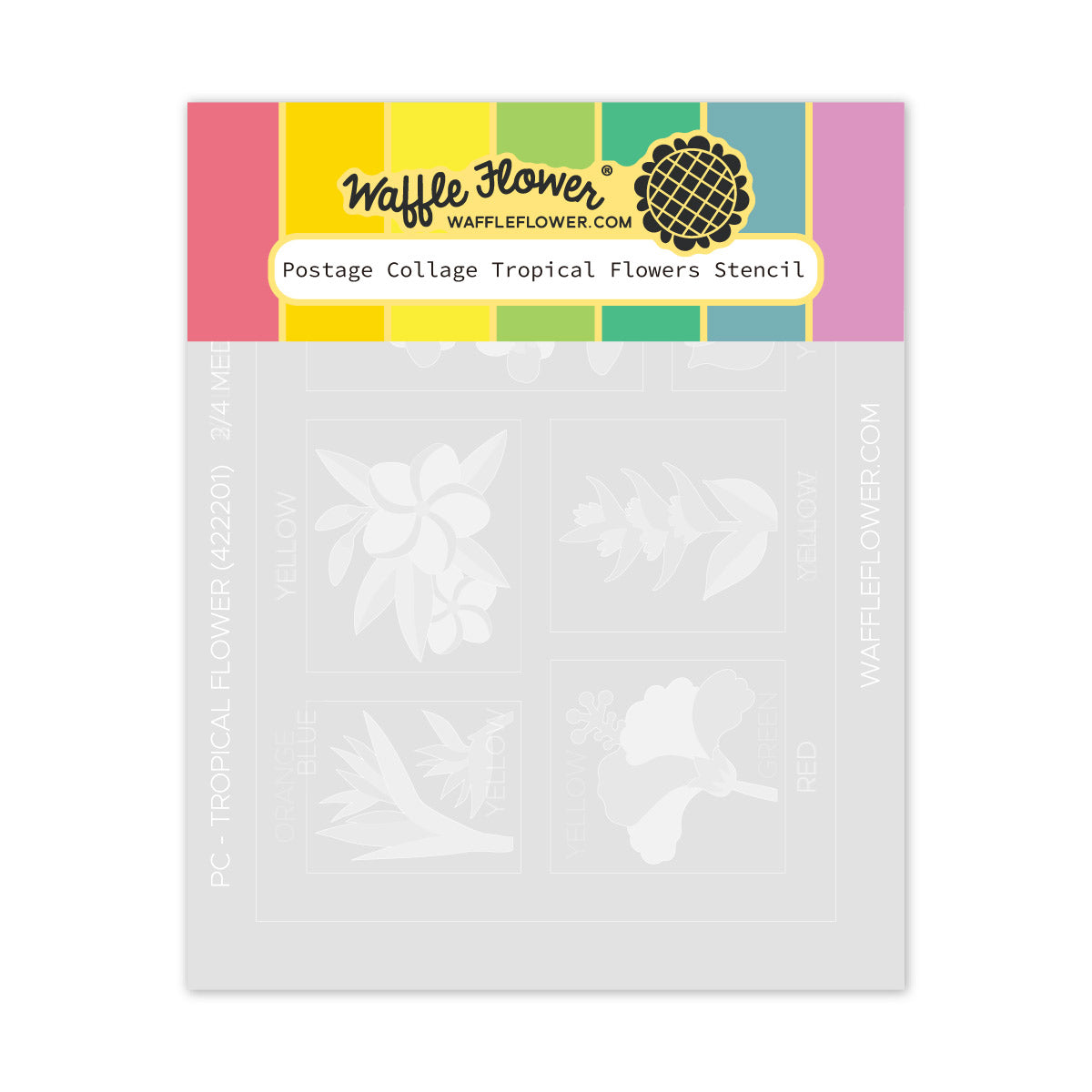 Waffle Flower Postage Collage Tropical Flowers Stencils 422201