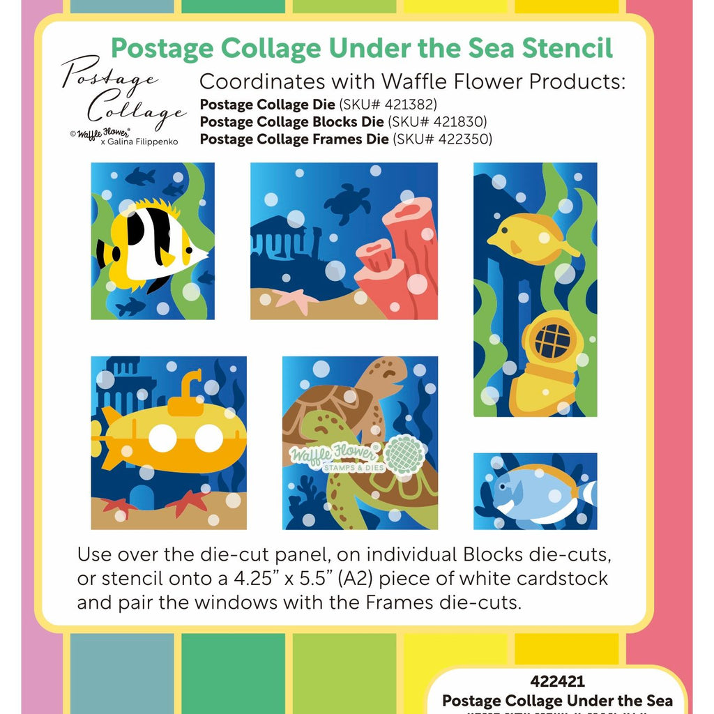 Waffle Flower Postage Collage Under the Sea Stencils 422421 inspiration