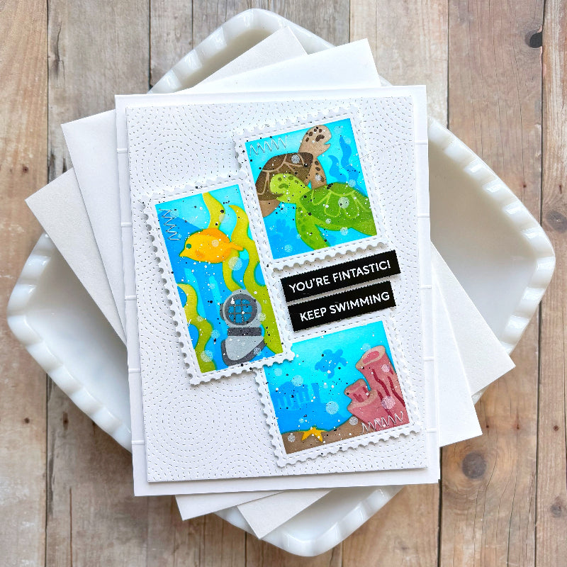 Waffle Flower Postage Collage Under the Sea Stencils 422421 sea turtle