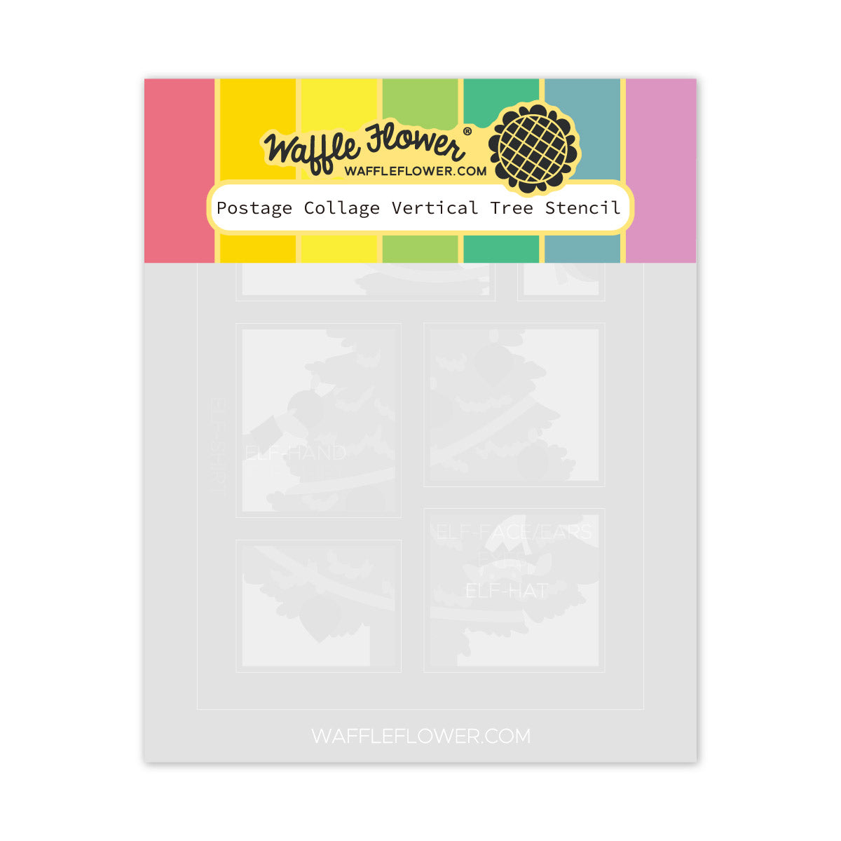 Waffle Flower Postage Collage Vertical Tree Stencil and Die Set product image 1
