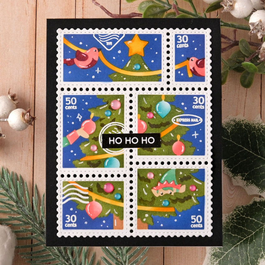 Waffle Flower Postage Collage Vertical Tree Stencils 422140 ho ho ho