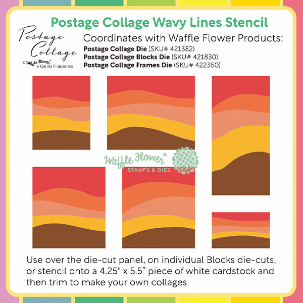 Waffle Flower Postage Collage Wavy Lines Stencils 422406 image 1