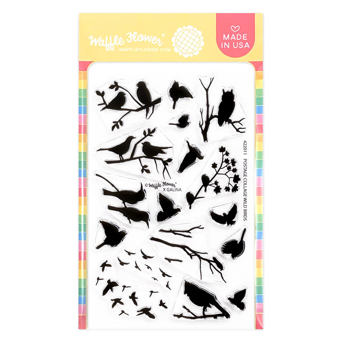 Waffle Flower Postage Collage Wild Birds Clear Stamps 422011
