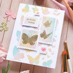 Waffle Flower Postage Collage Wild Butterflies Clear Stamps 421980 birthday wishes