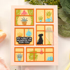Waffle Flower Postage Collage Window Add-ons Dies 422355 dog silhouette card