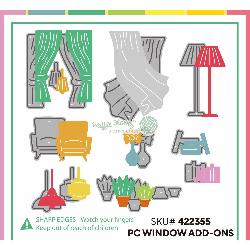 Waffle Flower Postage Collage Window Add-ons Dies 422355 layering guide