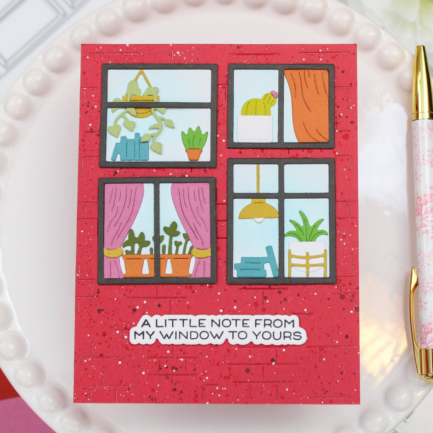 Waffle Flower Postage Collage Windows Die 422354 from me to you card