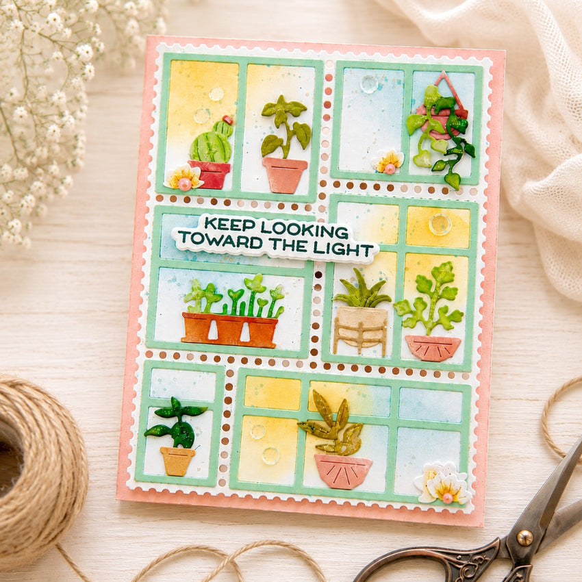 Waffle Flower Postage Collage Windowsill Plants Dies 422476 lots of plants card