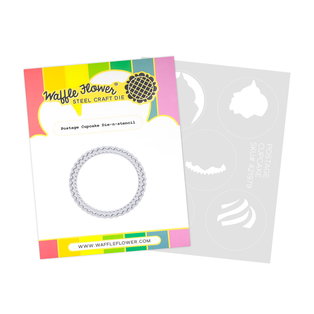Waffle Flower Postage Cupcake Die n stencil Set 421979