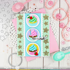 Waffle Flower Postage Cupcake Die n stencil Set 421979 stars