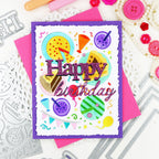 Waffle Flower Print Happy and Script Birthday Die Set glitter