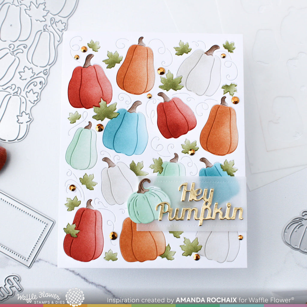 Waffle Flower Pumpkin Patch Panel Die 421842 leaves